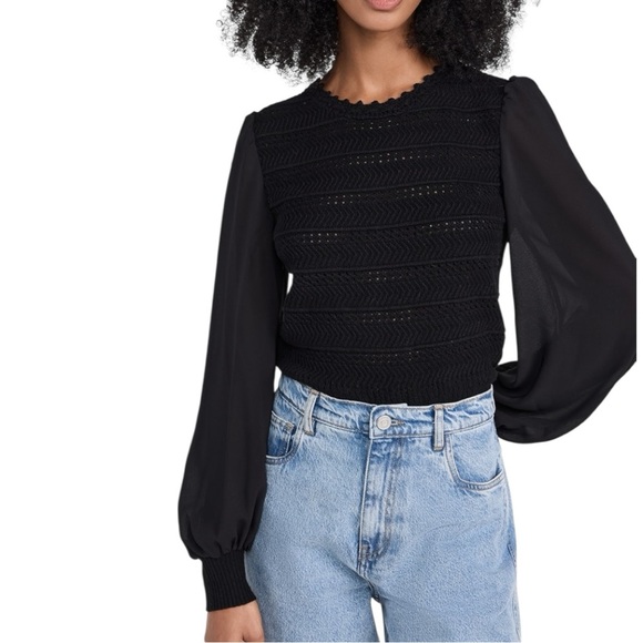 Banjanan • Rosie Crochet Mix Crew Neck - Picture 1 of 12